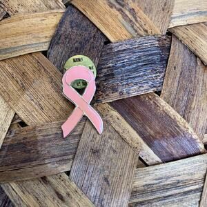Pale Pink Breast Cancer Awareness Ribbon Brooch Pin 1 x 5"
